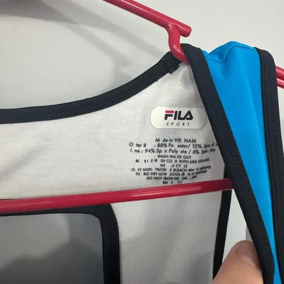 Fila Sport Women's Size Large Blue Compression Activewear Top Built in Bra Tank - Picture 3 of 5